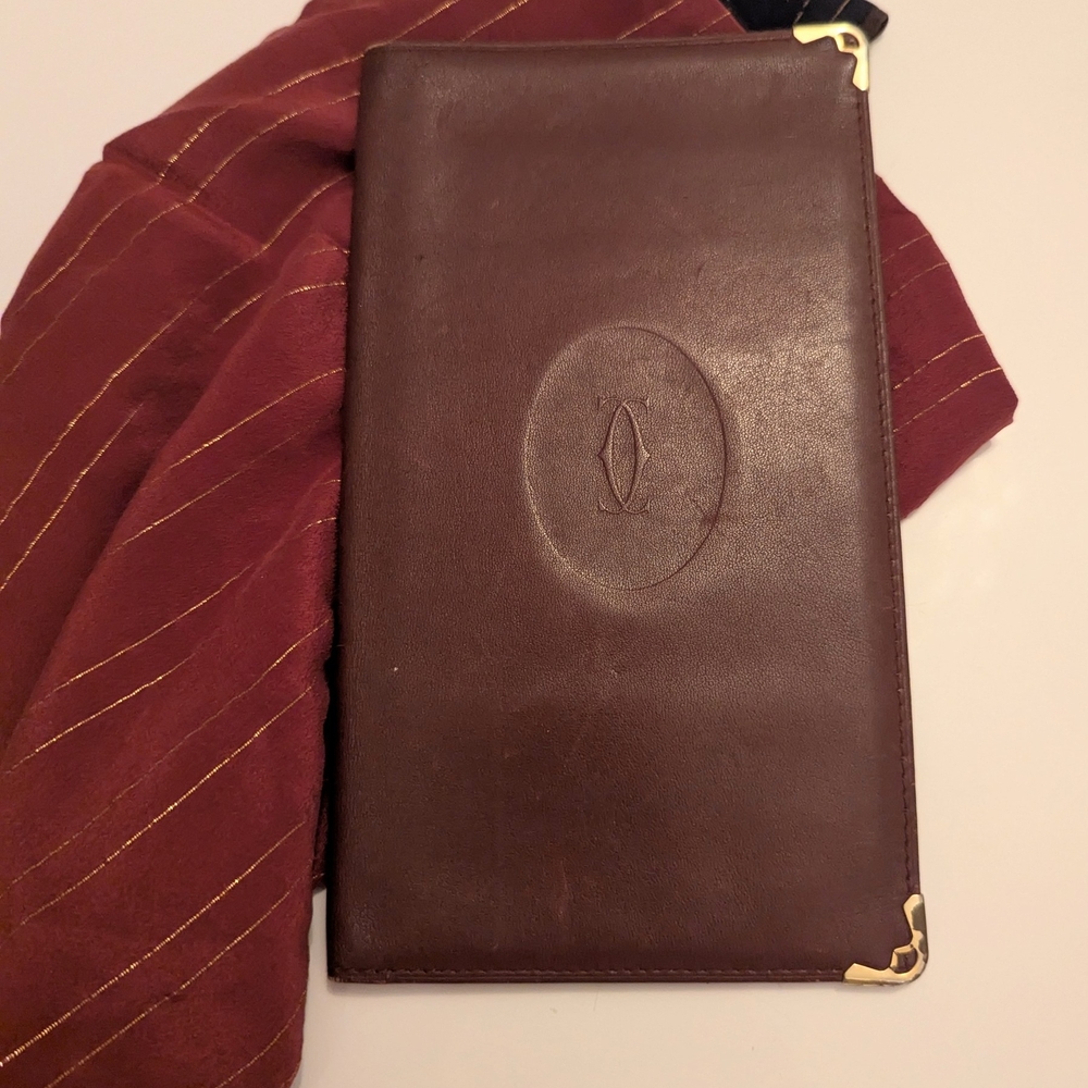 Authentic Vintage Cartier Lambskin Leather Portfolio with 24K Gold Accents